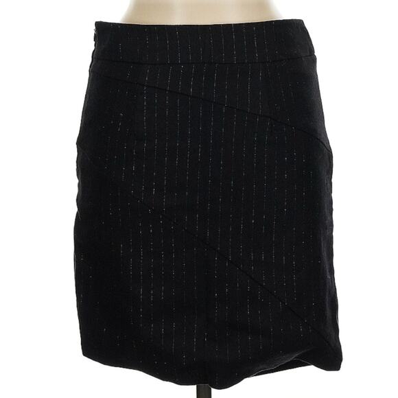 Zadig & Voltaire Just Pinstripe Black Wool Gold Pinstripe Mini Skirt 38 M - Picture 5 of 9